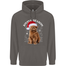 Joyful Season Christmas Funny Cat Xmas Mens 80% Cotton Hoodie Charcoal