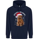 Joyful Season Christmas Funny Cat Xmas Mens 80% Cotton Hoodie Navy Blue
