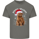 Joyful Season Christmas Funny Cat Xmas Mens Cotton T-Shirt Tee Top Charcoal