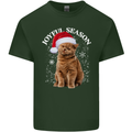Joyful Season Christmas Funny Cat Xmas Mens Cotton T-Shirt Tee Top Forest Green