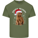 Joyful Season Christmas Funny Cat Xmas Mens Cotton T-Shirt Tee Top Military Green