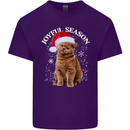 Joyful Season Christmas Funny Cat Xmas Mens Cotton T-Shirt Tee Top Purple