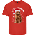 Joyful Season Christmas Funny Cat Xmas Mens Cotton T-Shirt Tee Top Red