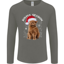 Joyful Season Christmas Funny Cat Xmas Mens Long Sleeve T-Shirt Charcoal