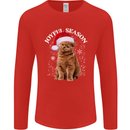 Joyful Season Christmas Funny Cat Xmas Mens Long Sleeve T-Shirt Red