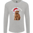 Joyful Season Christmas Funny Cat Xmas Mens Long Sleeve T-Shirt Sports Grey
