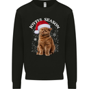 Joyful Season Christmas Funny Cat Xmas Mens Sweatshirt Jumper Black