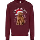 Joyful Season Christmas Funny Cat Xmas Mens Sweatshirt Jumper Maroon