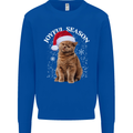 Joyful Season Christmas Funny Cat Xmas Mens Sweatshirt Jumper Royal Blue