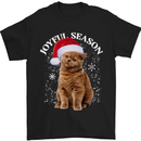 Joyful Season Christmas Funny Cat Xmas Mens T-Shirt 100% Cotton Black