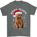 Joyful Season Christmas Funny Cat Xmas Mens T-Shirt 100% Cotton Charcoal