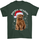 Joyful Season Christmas Funny Cat Xmas Mens T-Shirt 100% Cotton Forest Green