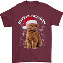 Joyful Season Christmas Funny Cat Xmas Mens T-Shirt 100% Cotton Maroon