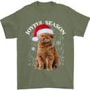 Joyful Season Christmas Funny Cat Xmas Mens T-Shirt 100% Cotton Military Green