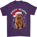 Joyful Season Christmas Funny Cat Xmas Mens T-Shirt 100% Cotton Purple