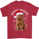 Joyful Season Christmas Funny Cat Xmas Mens T-Shirt 100% Cotton Red