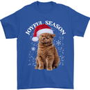 Joyful Season Christmas Funny Cat Xmas Mens T-Shirt 100% Cotton Royal Blue