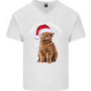 Joyful Season Christmas Funny Cat Xmas Mens V-Neck Cotton T-Shirt White
