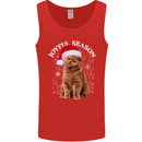 Joyful Season Christmas Funny Cat Xmas Mens Vest Tank Top Red