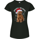 Joyful Season Christmas Funny Cat Xmas Womens Petite Cut T-Shirt Black