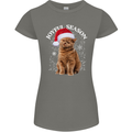 Joyful Season Christmas Funny Cat Xmas Womens Petite Cut T-Shirt Charcoal