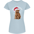Joyful Season Christmas Funny Cat Xmas Womens Petite Cut T-Shirt Light Blue