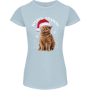 Joyful Season Christmas Funny Cat Xmas Womens Petite Cut T-Shirt Light Blue