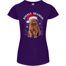 Joyful Season Christmas Funny Cat Xmas Womens Petite Cut T-Shirt Purple