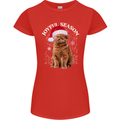 Joyful Season Christmas Funny Cat Xmas Womens Petite Cut T-Shirt Red