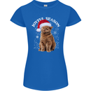 Joyful Season Christmas Funny Cat Xmas Womens Petite Cut T-Shirt Royal Blue