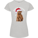 Joyful Season Christmas Funny Cat Xmas Womens Petite Cut T-Shirt Sports Grey