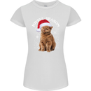 Joyful Season Christmas Funny Cat Xmas Womens Petite Cut T-Shirt White