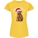 Joyful Season Christmas Funny Cat Xmas Womens Petite Cut T-Shirt Yellow