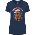 Joyful Season Christmas Funny Cat Xmas Womens Wider Cut T-Shirt Navy Blue
