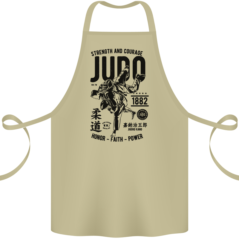 Judo Strength and Courage Martial Arts MMA Cotton Apron 100% Organic Khaki
