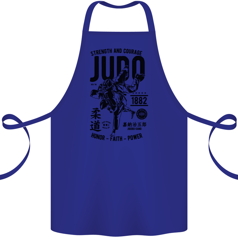 Judo Strength and Courage Martial Arts MMA Cotton Apron 100% Organic Royal Blue