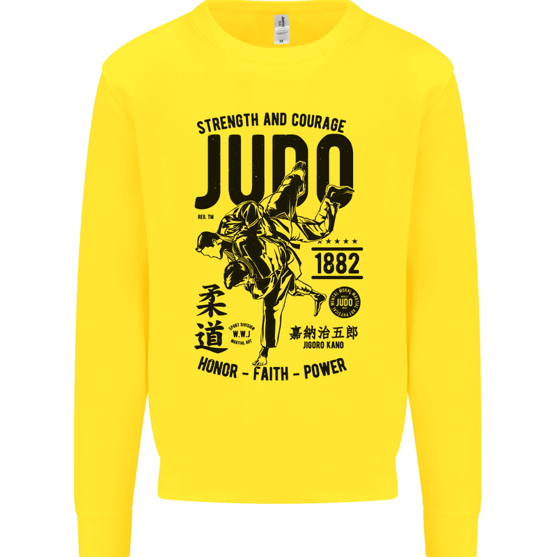 Judo Strength and Courage Martial Arts MMA Kids Sweatshirt Jumper Yellow