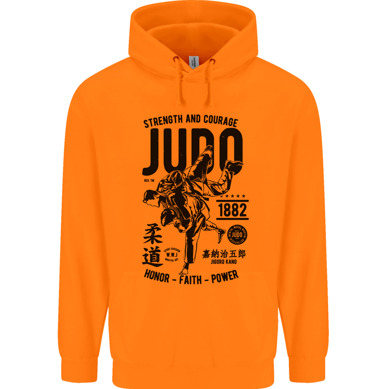 Judo Strength and Courage Martial Arts MMA Mens 80% Cotton Hoodie Orange