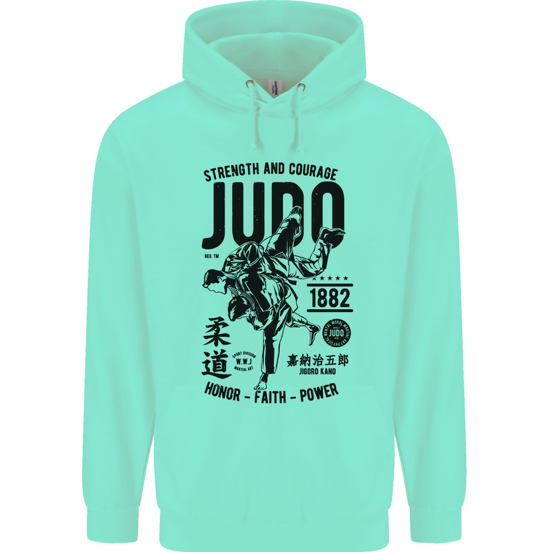 Judo Strength and Courage Martial Arts MMA Mens 80% Cotton Hoodie Peppermint