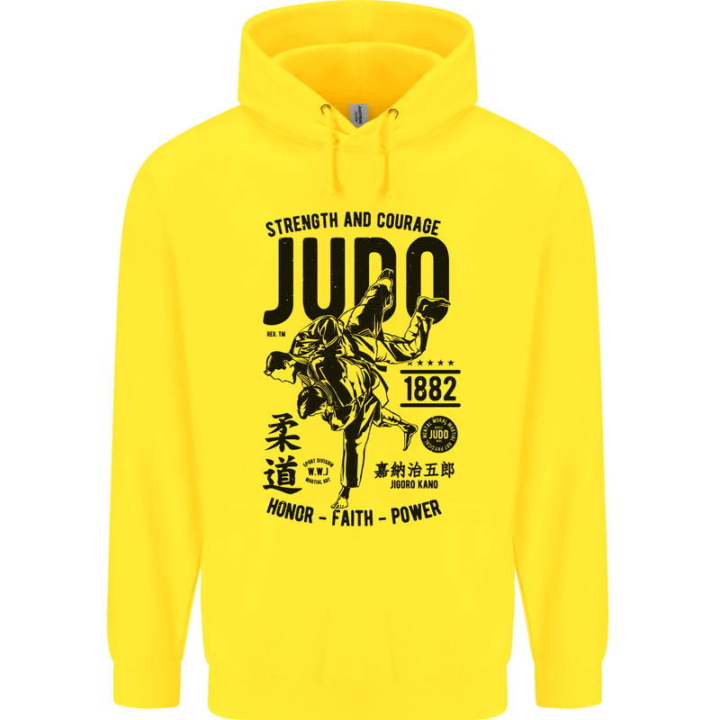 Judo Strength and Courage Martial Arts MMA Mens 80% Cotton Hoodie Yellow