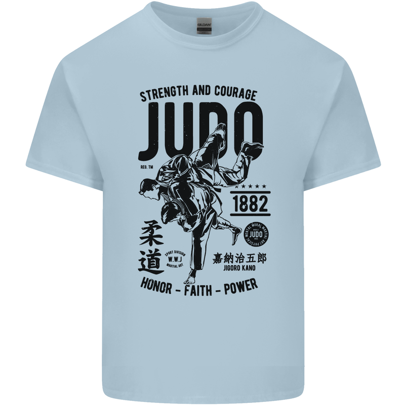 Judo Strength and Courage Martial Arts MMA Mens Cotton T-Shirt Tee Top Light Blue