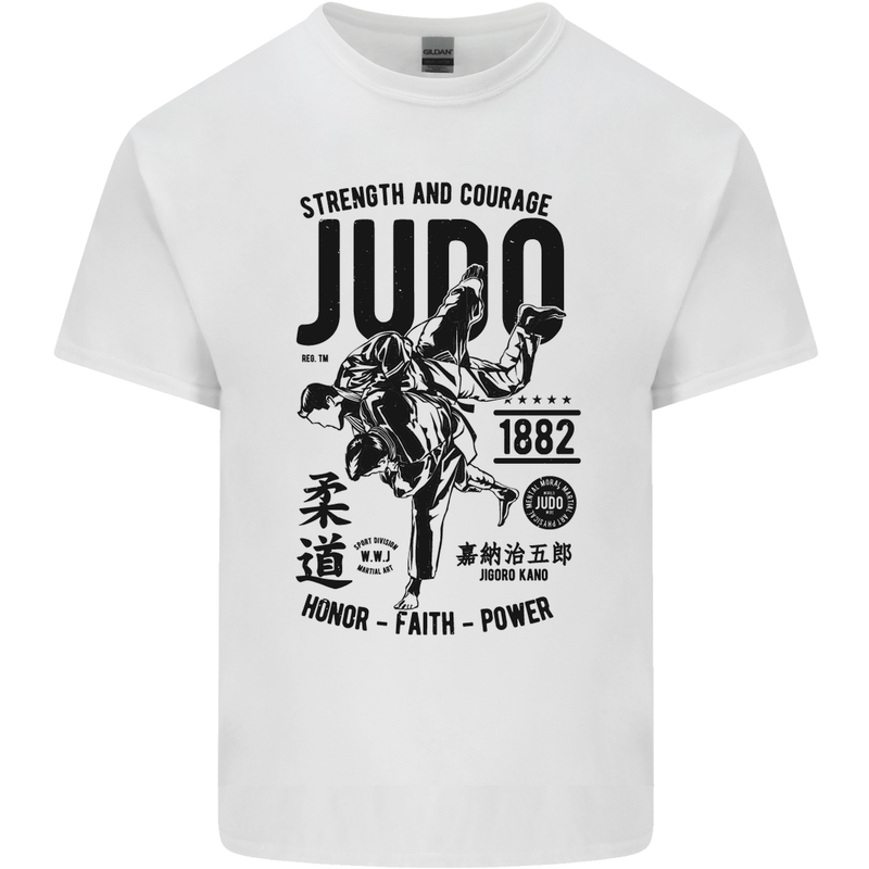 Judo Strength and Courage Martial Arts MMA Mens Cotton T-Shirt Tee Top White