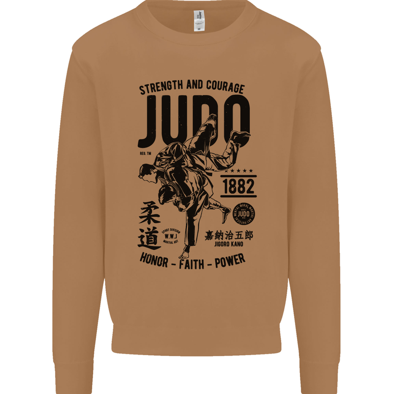 Judo Strength and Courage Martial Arts MMA Mens Sweatshirt Jumper Caramel Latte