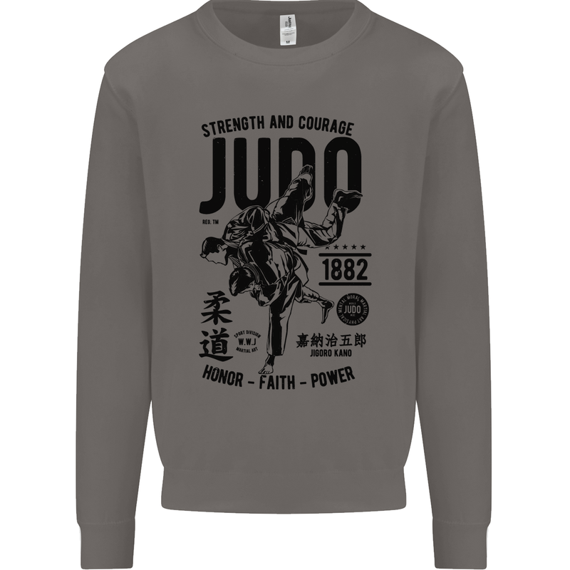Judo Strength and Courage Martial Arts MMA Mens Sweatshirt Jumper Charcoal