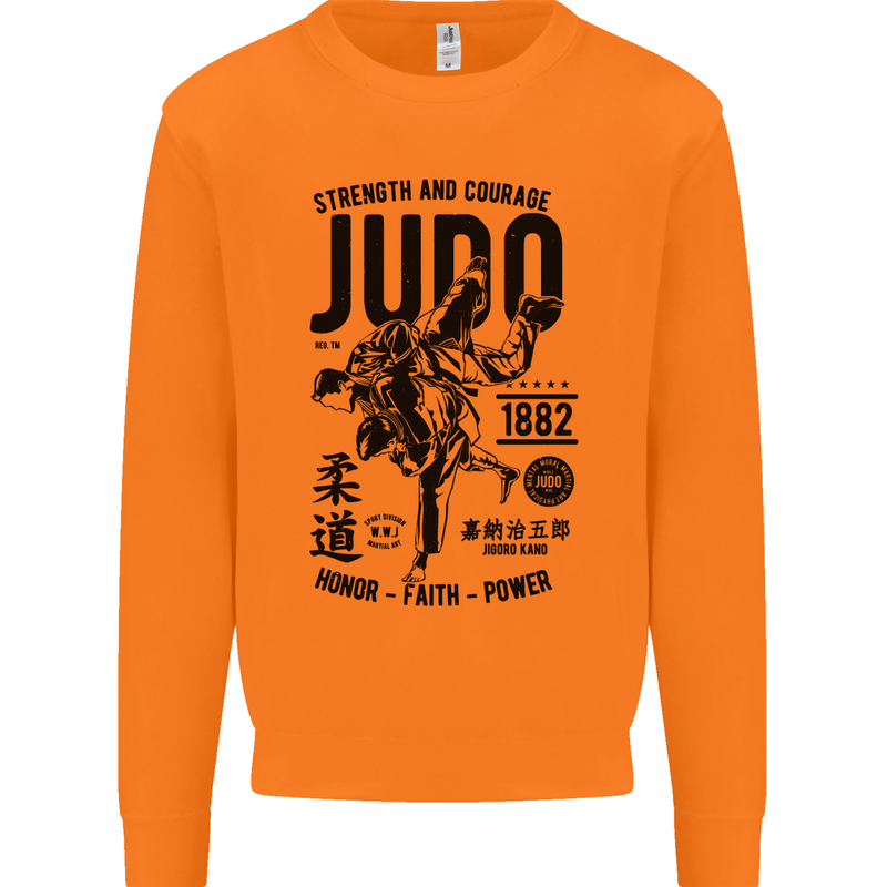 Judo Strength and Courage Martial Arts MMA Mens Sweatshirt Jumper Orange