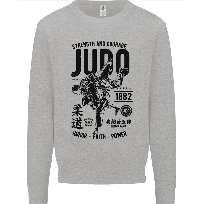 Judo Strength and Courage Martial Arts MMA Mens Sweatshirt Jumper Sports Grey