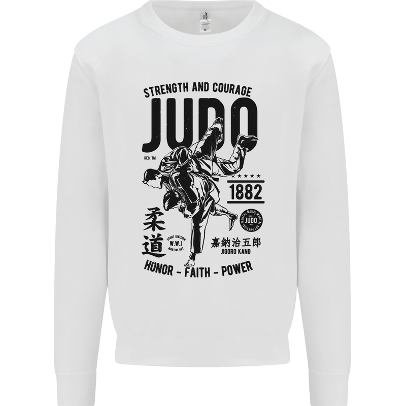 Judo Strength and Courage Martial Arts MMA Mens Sweatshirt Jumper White