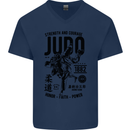 Judo Strength and Courage Martial Arts MMA Mens V-Neck Cotton T-Shirt Navy Blue