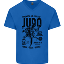 Judo Strength and Courage Martial Arts MMA Mens V-Neck Cotton T-Shirt Royal Blue