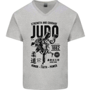 Judo Strength and Courage Martial Arts MMA Mens V-Neck Cotton T-Shirt Sports Grey